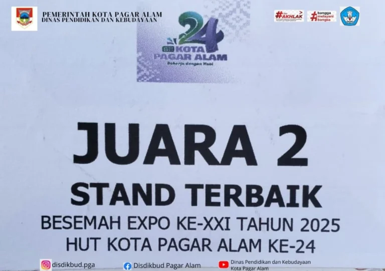 Stand Dinas Pendidikan dan Kebudayaan Kota Pagar Alam meraih Juara 2 Stand Terbaik dalam ajang Besemah Expo 2025!