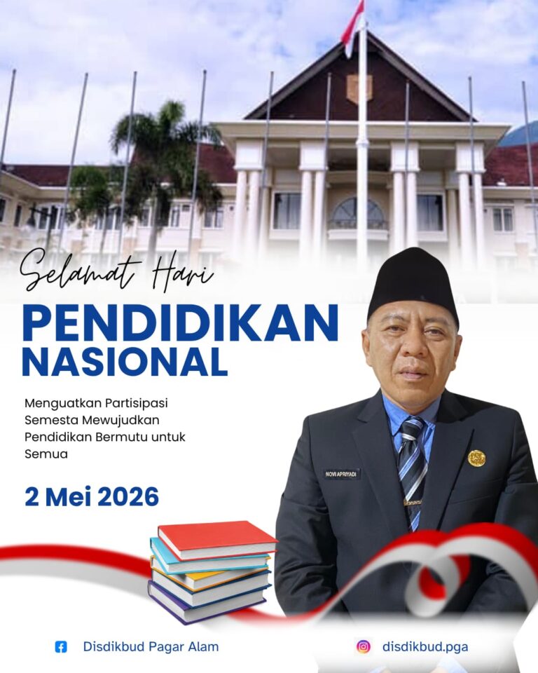 Dinas Pendidikan dan Kebudayaan mengucapkan selamat memperingati Hari Pendidikan Nasional 2026.